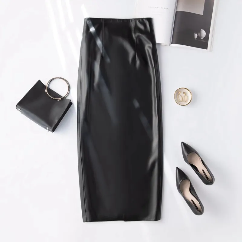 

Ning Autumn Winter New Sle Genuine eepskin Skirt Slim Fit Pure Color High Waist A-Line Skirt Casual Women's Fa...