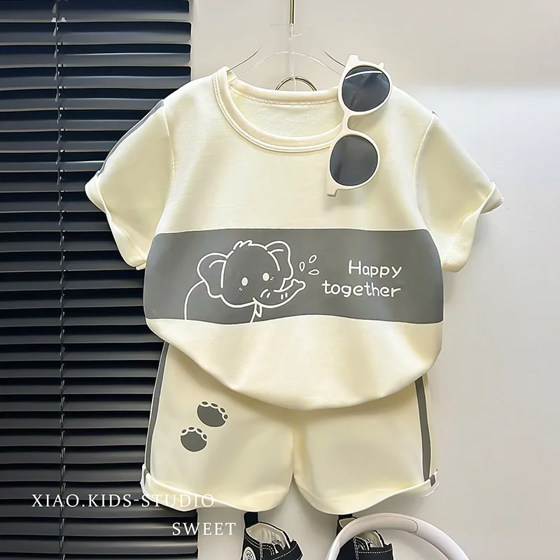 Children's Suit New Short-sleeved Top + Shorts 2-piece Striped T-shirt Summer Baby Clothes Korean Style Children's Clothing image 3