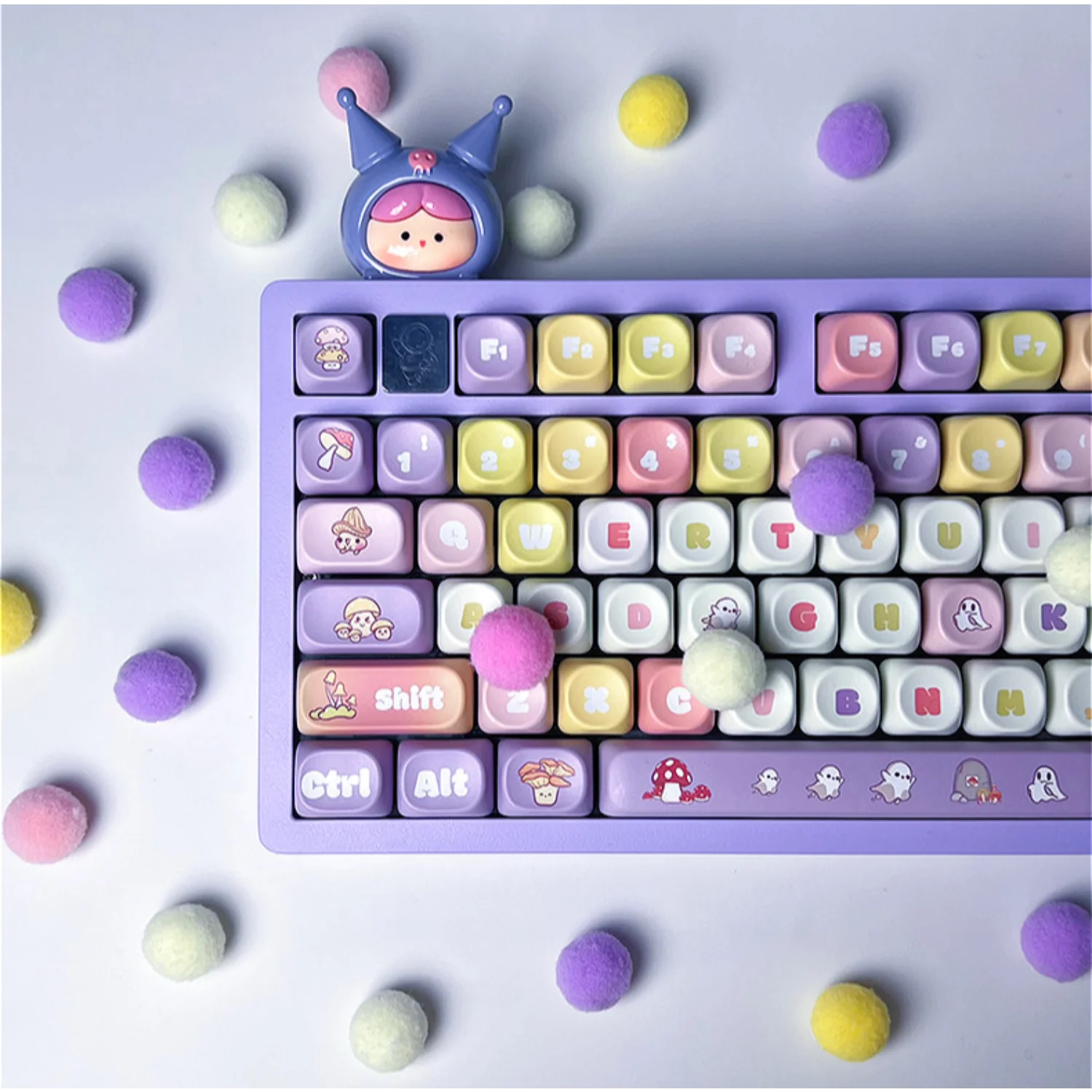 

Mushroom Party MOA Keycaps PBT Heat Sublimation 135 Keys Cute for 60/64/84/98/108 Gaming Mechanical Keyboard MX Switch