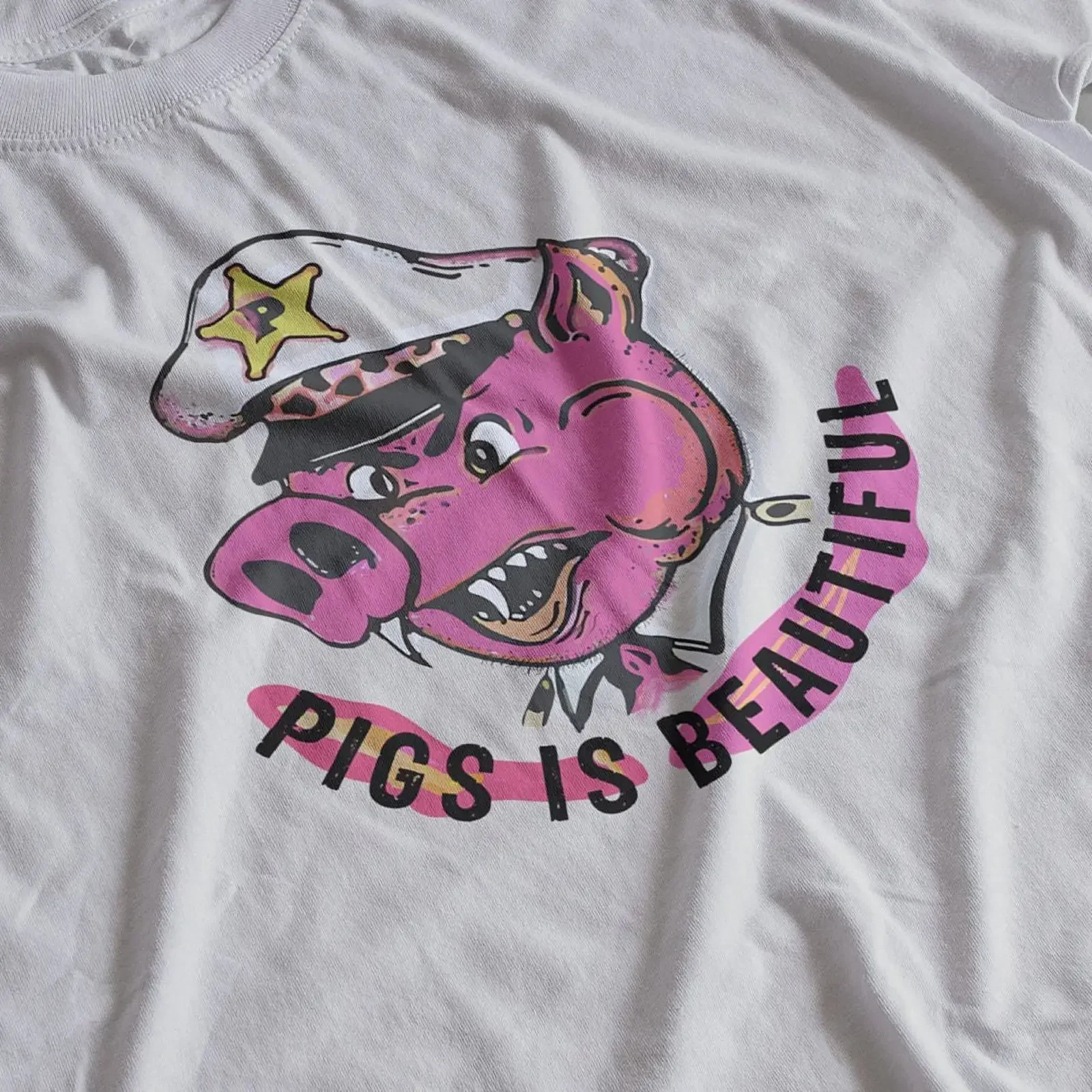 Pigs is Beautiful T Shirt prop replica cosplay Halloween vintage Washed designer clothes Stylish Versatile Unisex fashion