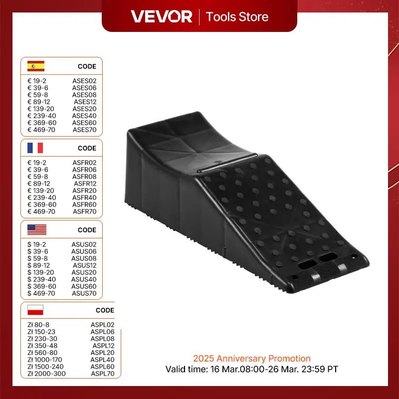 Vevor Auto Ramp Low Profile Auto Service Ramp 20000 Lbs/10 Ton Laadvermogen 5.5 "Lift Hoogte Auto Ramp Zware Band Ramp