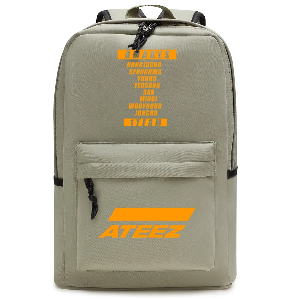 Kpop ATEEZ Canvas Waterproof Large Capacity Backpack Travel Computer Bag Hongjoong Seonghwa Yunho Yeosang Gift Fans Collection