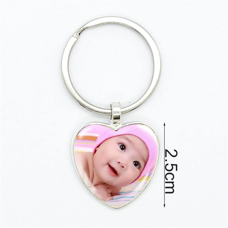 Personalized Photo Pendants Custom Heart Shape Keychain Photo Of Your Baby Child Mom Dad Grandparent Loved One Gift