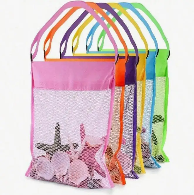

Яркая цветная пляжная сумка-тоут из сетчатой ткани (1 шт.) - легкая, с регулируемым плечевым ремнем, складная конструкция, подходит для активного отдыха на природе.