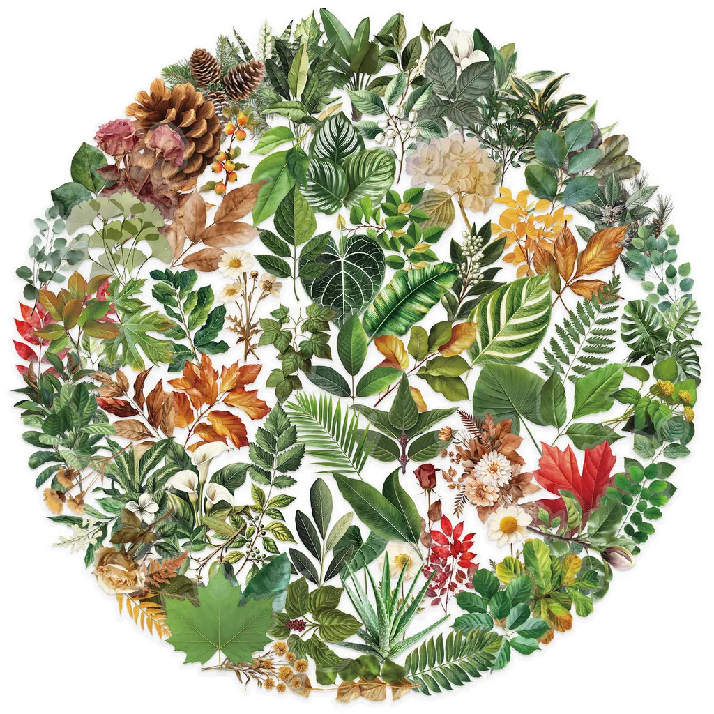 100 Pcs Colorful Plant Leaf Stickers - Transparent Decor for Journals, Phone Cases, Guitars, Backpacks RecordingYourLife Store