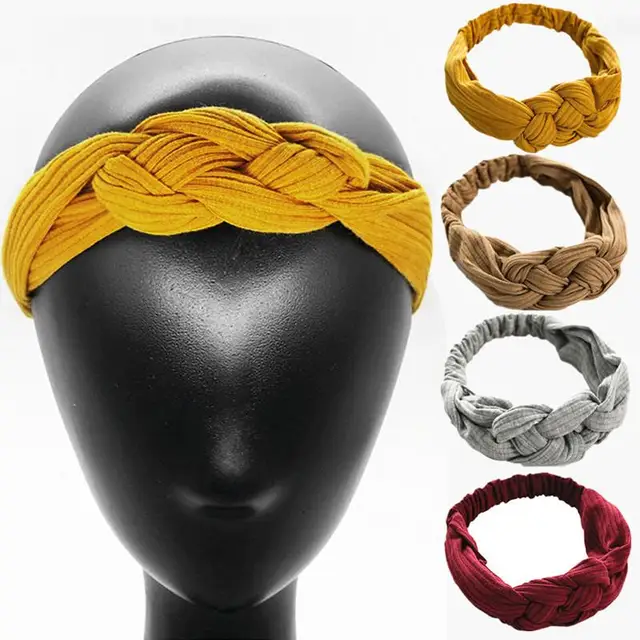 Vintage opaska z węzłem dla kobiet skręcone elastyczne opaski do włosów krzyż Criss Headwrap bawełniane opaski na głowę do jogi bandaż akcesoria do włosów