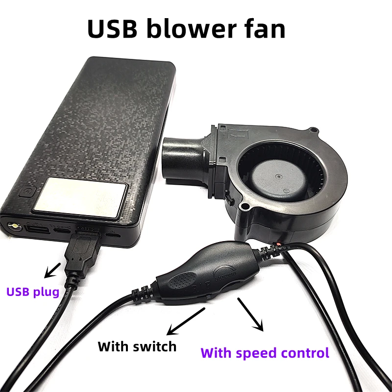 New 7530 7cm 5V USB Portable BBQ Fan for Picnic Camping Air Turbo Blower with Speed ​​Adjustment