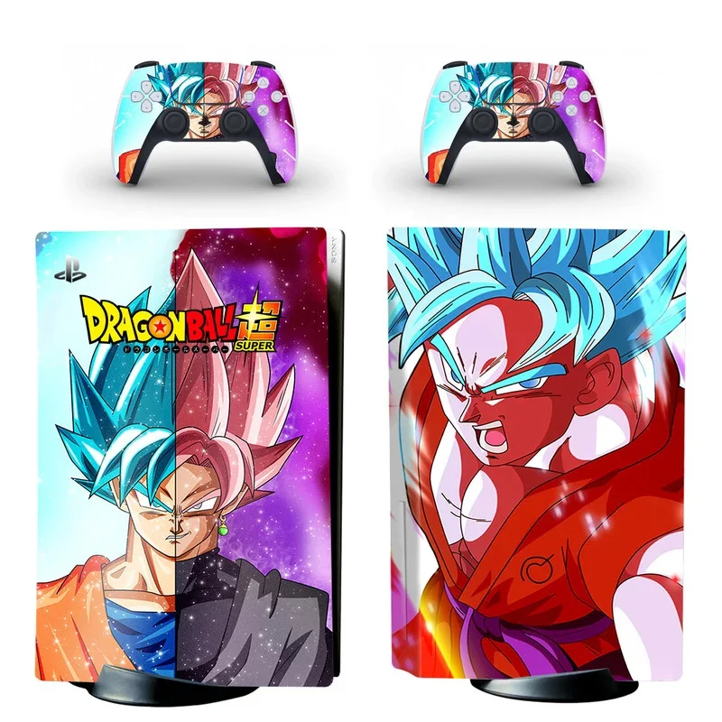 Dragon Ball Goku PS5 Sticker Anime Kakarotto PS5 Disk Skin Sticker Cool Decal Cover for PlayStation 5 Console and 2 Controllers