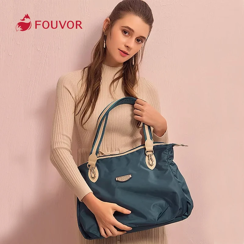 Duże damskie torby Fouvor, nylonowa torba typu tote z zamkiem błyskawicznym, wodoodporna torba na ramię z tkaniny Oxford, torebka damska, designerska, model 2611-04A — zdjęcie 4