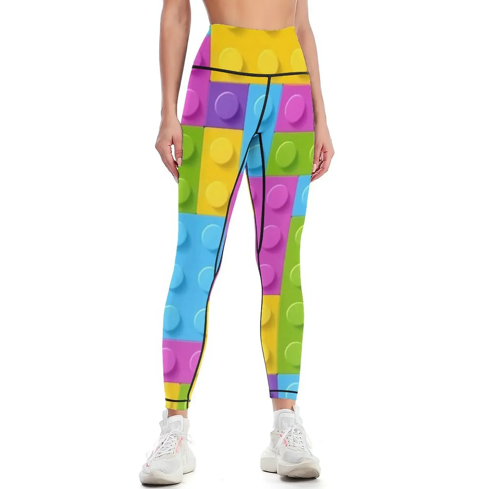 Pastel Colorful Building brick pattern Leggings sports for push up Sweatpants Womens Leggings