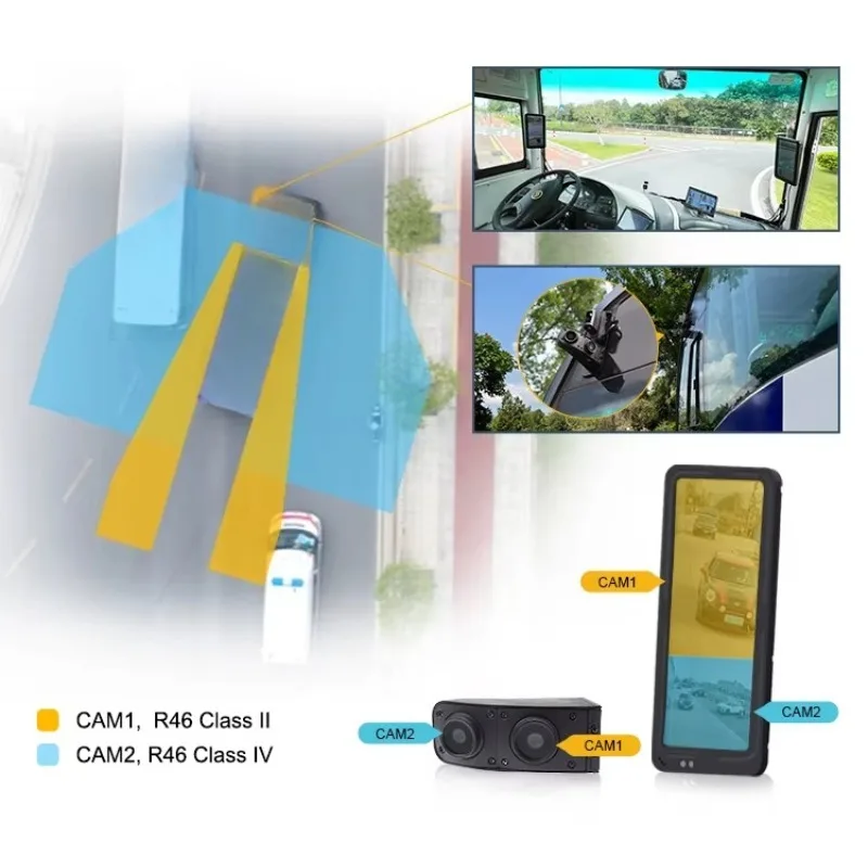 12.3 Inch Dual Lens Camera Monitor System, Truck & Bus Electronic Side Rearview Mirror