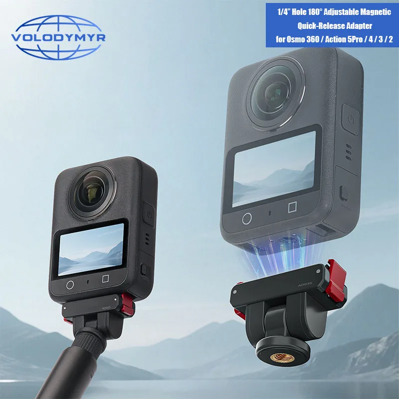 

VOLODYMYR Magnetic Adapter for DJI Action 6/Action 5 Pro/Osmo Nano/360 Foldable Quick-release Mount with 1/4 Screw Expansion