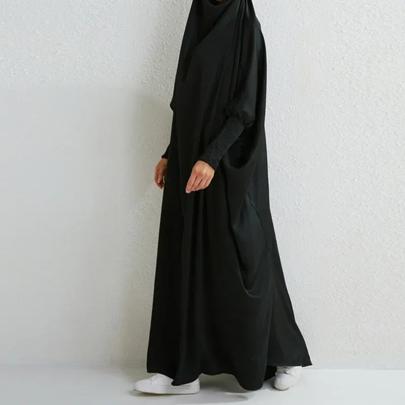 Abito musulmano turco donna nuova moda elegante abito maxi solido retrò allentato chic abito temperamento manica lunga Abaya per le donne