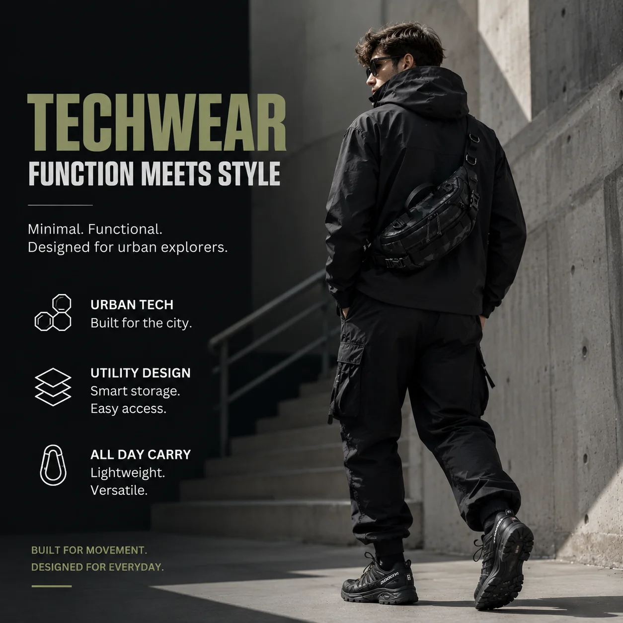 Taktische Hüfttasche, Sling Bag für Herren, Moto MTB Fahrrad-Hüfttasche, Outdoor Wandern, Camping, Angeln, EDC Handy Reise Gürteltasche – Detail 3