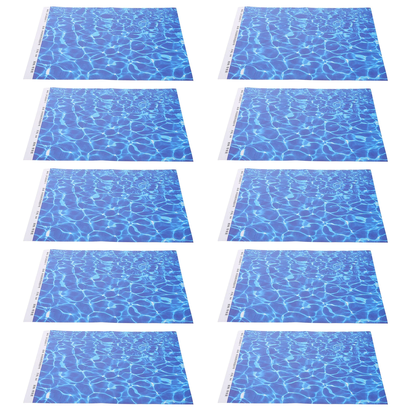 10 Sheets Sticker Water Pattern Paper Texture Decal Grain Wall Decorate Ocean Wave Background for Sand Table Blue Landscape