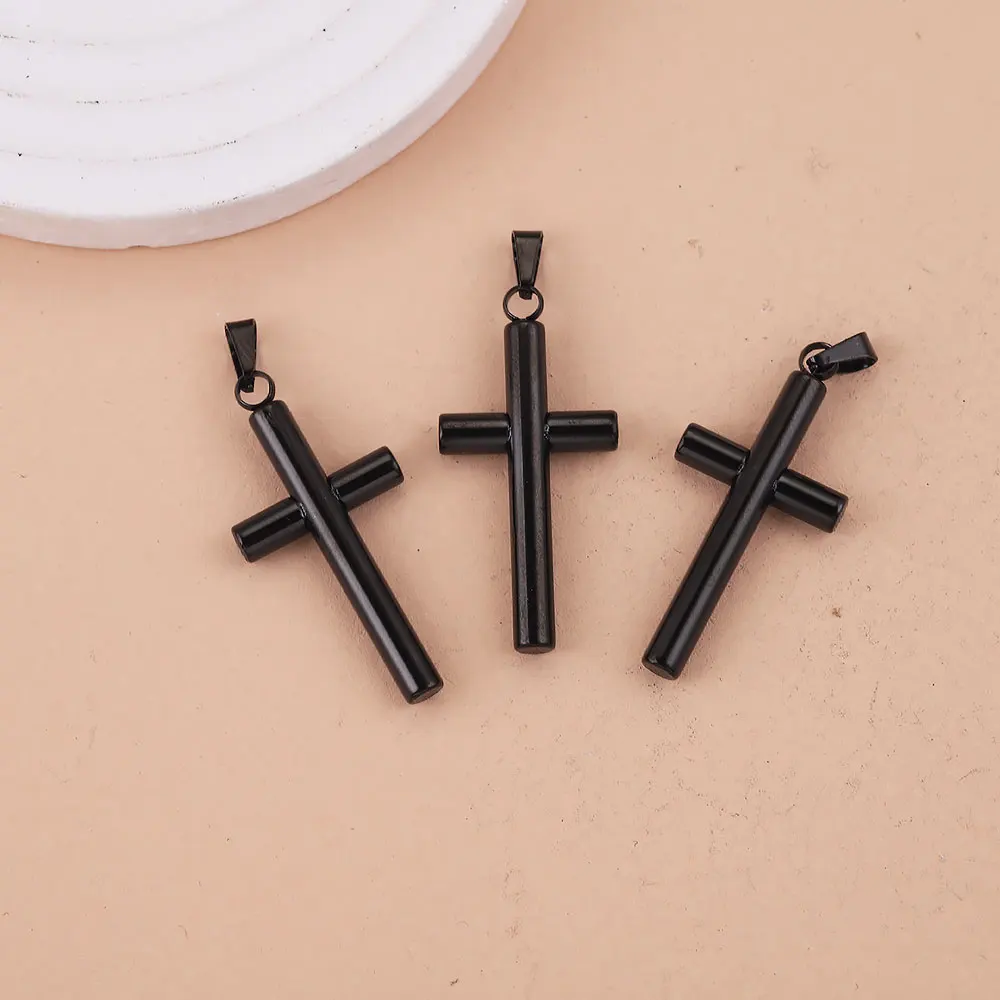 3pcs Cross Charms for Jewelry Making Supplies Stainless Steel Pendants 3 size DIY Hip Hop Necklace Cross Pendant Punk Style