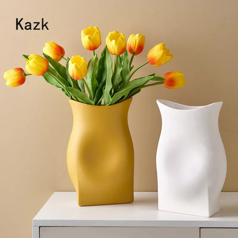 Creative Art Frosted Ceramic Vase American Modern Decor Flower Arrangement Vases Home Living Room Decoration Ikebana Vase