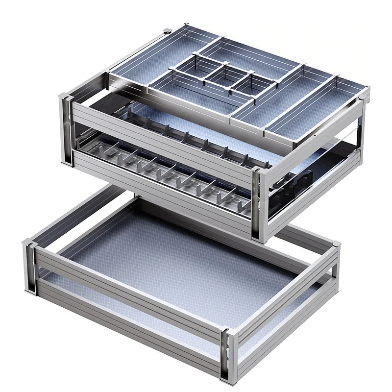 

YJQ pull basket kitchen cabinet double drawer type storage built-in dish deep cabinet
