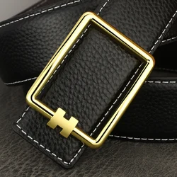 Designer Square Slide Fashion Buckle cinture marroni uomini di alta qualità Full Grain Leather Luxury Famous Brand Young Men Ceinture Homm