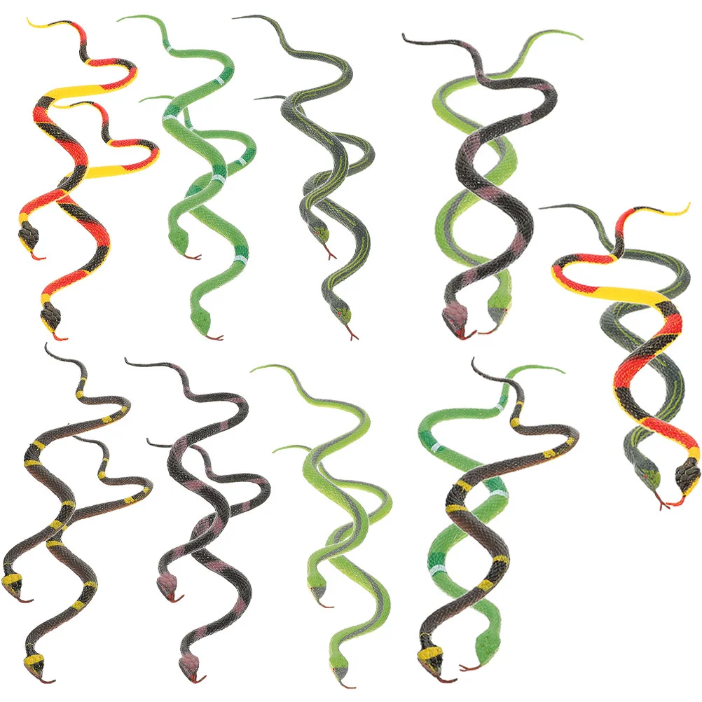 18 Pcs Rubber Snake Toy Childrens Toys Halloween Accessory Vivid Faux Party Fake Festival