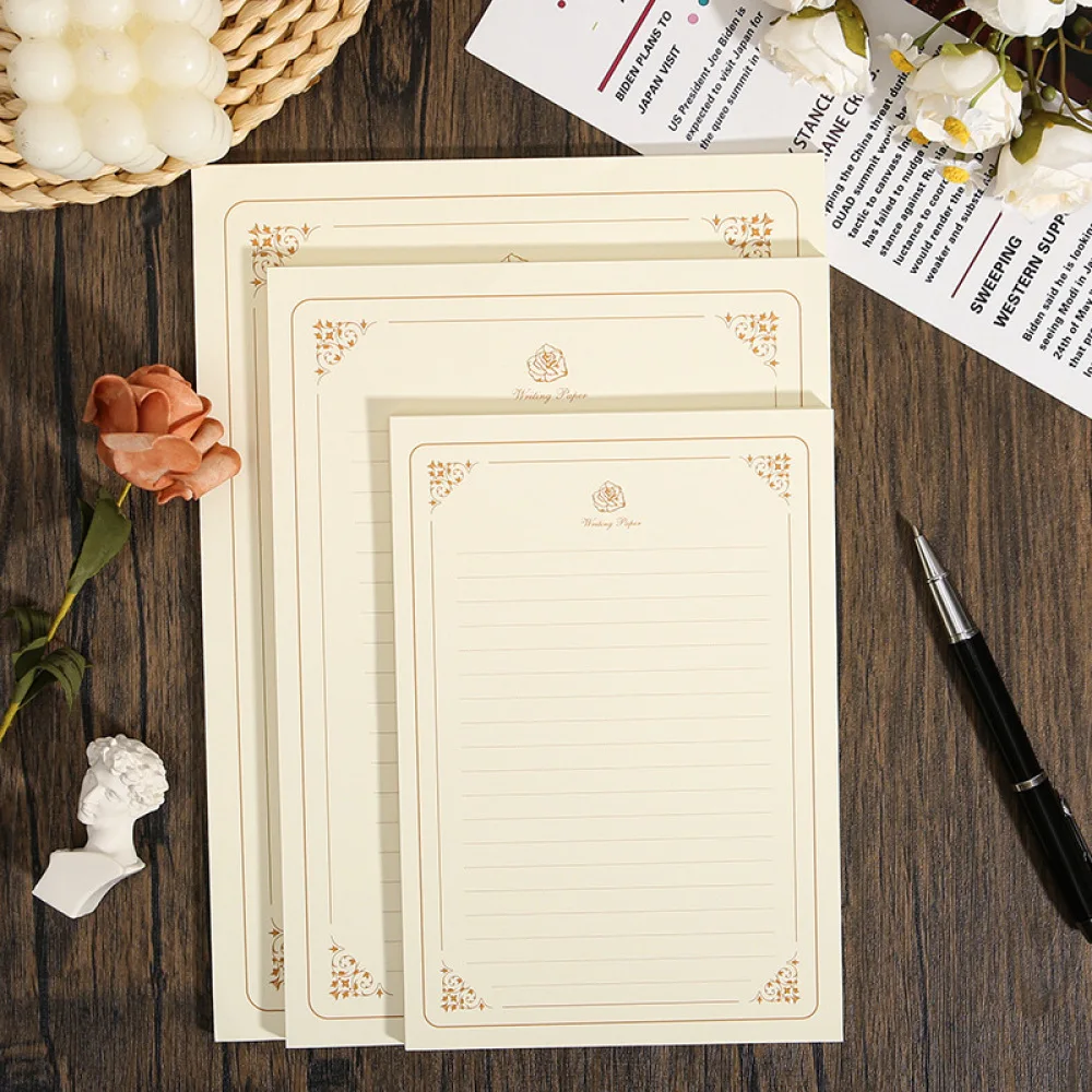 Creative Vintage Kraft Stationery Writing Paper Bunny Illustration Lined Sheets For Handwritten Mail And Gift Details