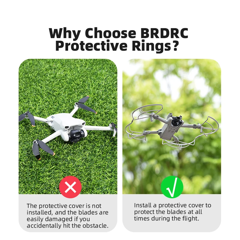 BRDRC-المروحة الحرس ل DJI Mini 3/3 برو ، الإفراج السريع ، حامي قابل للإزالة ، حافظة الدعائم ، اكسسوارات الطائرة بدون طيار