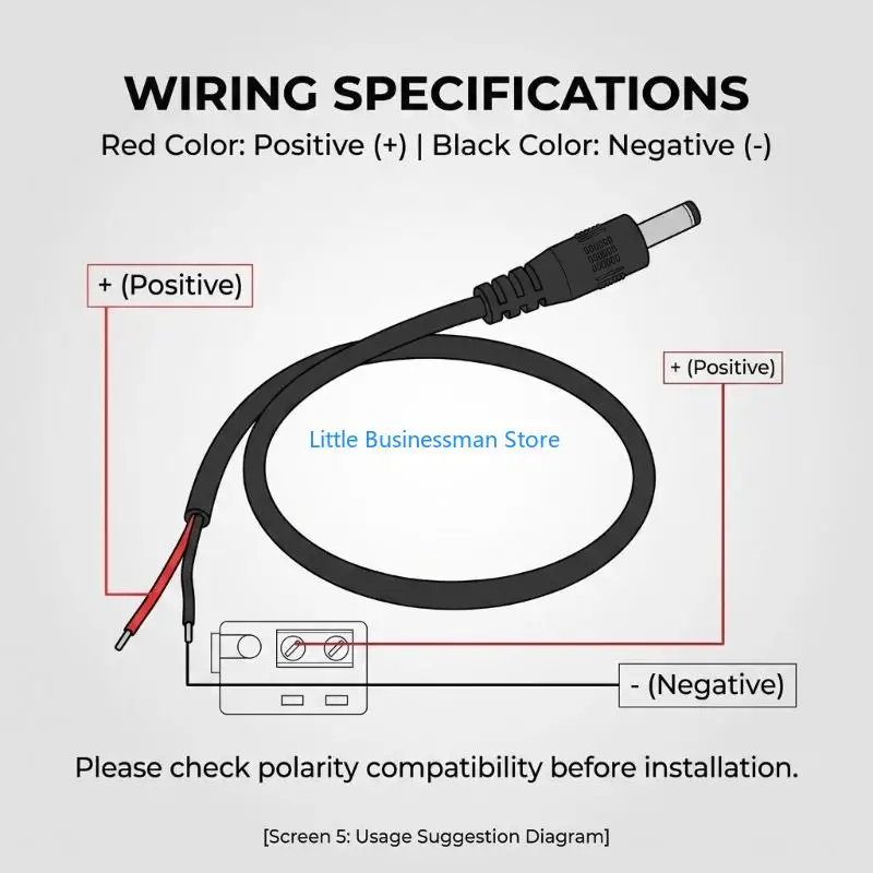 Small Device Service Cord 30 2.5x0.7mm Male Power Wire for Repairs Daily M76A
