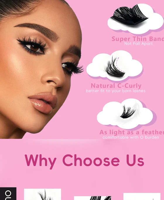 10 Reihen, 200 Cluster mit 3D-Wimpern, Make-up-Wimpern, natürliche und flauschige Wimpern, persönliche, leicht zu entblättende Wimpern, 9–15 mm – Detail 5