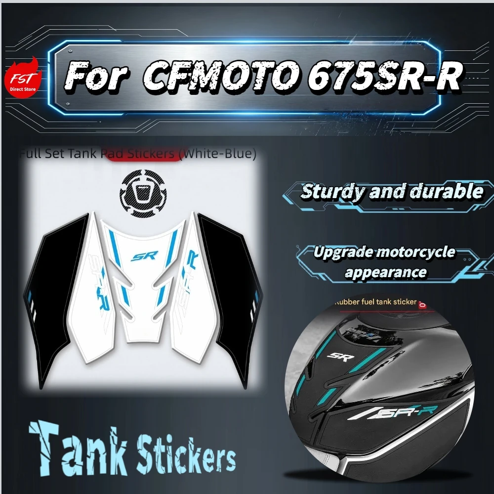For CFMOTO 675SR‑R Rubber Tank Pads Full Set Anti‑Slip Fuel Tank Stickers Scratch‑Resistant Matte Surface Mod Accessories