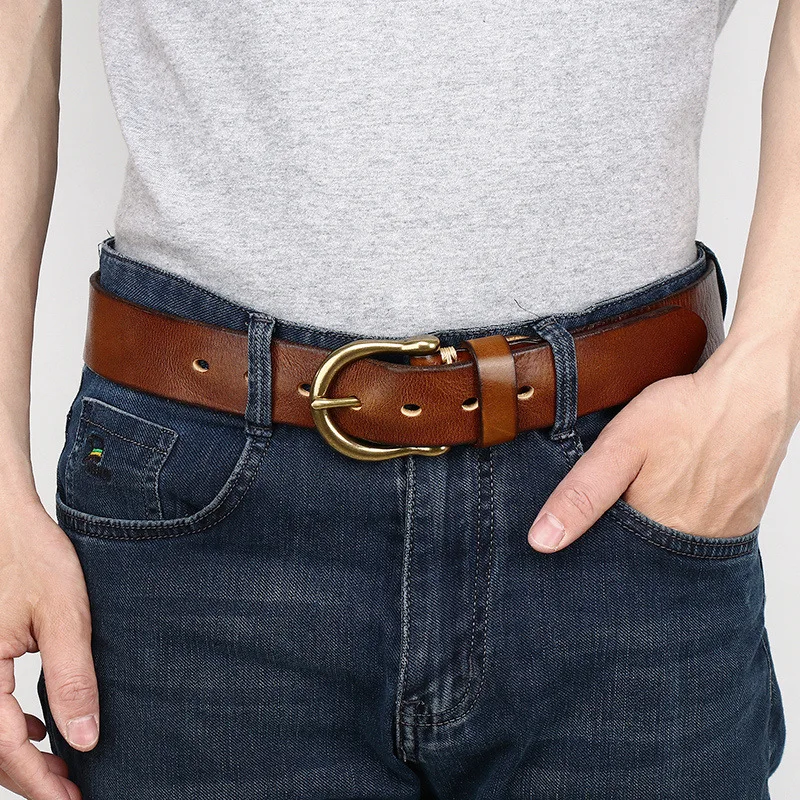 35cm-メンズ-高品質-本革ベルト-メンズ-カジュアル-レトロ-銅針バックル-スムース-トップレイヤー-牛革-ジーンズ-ストラップ-ベルト