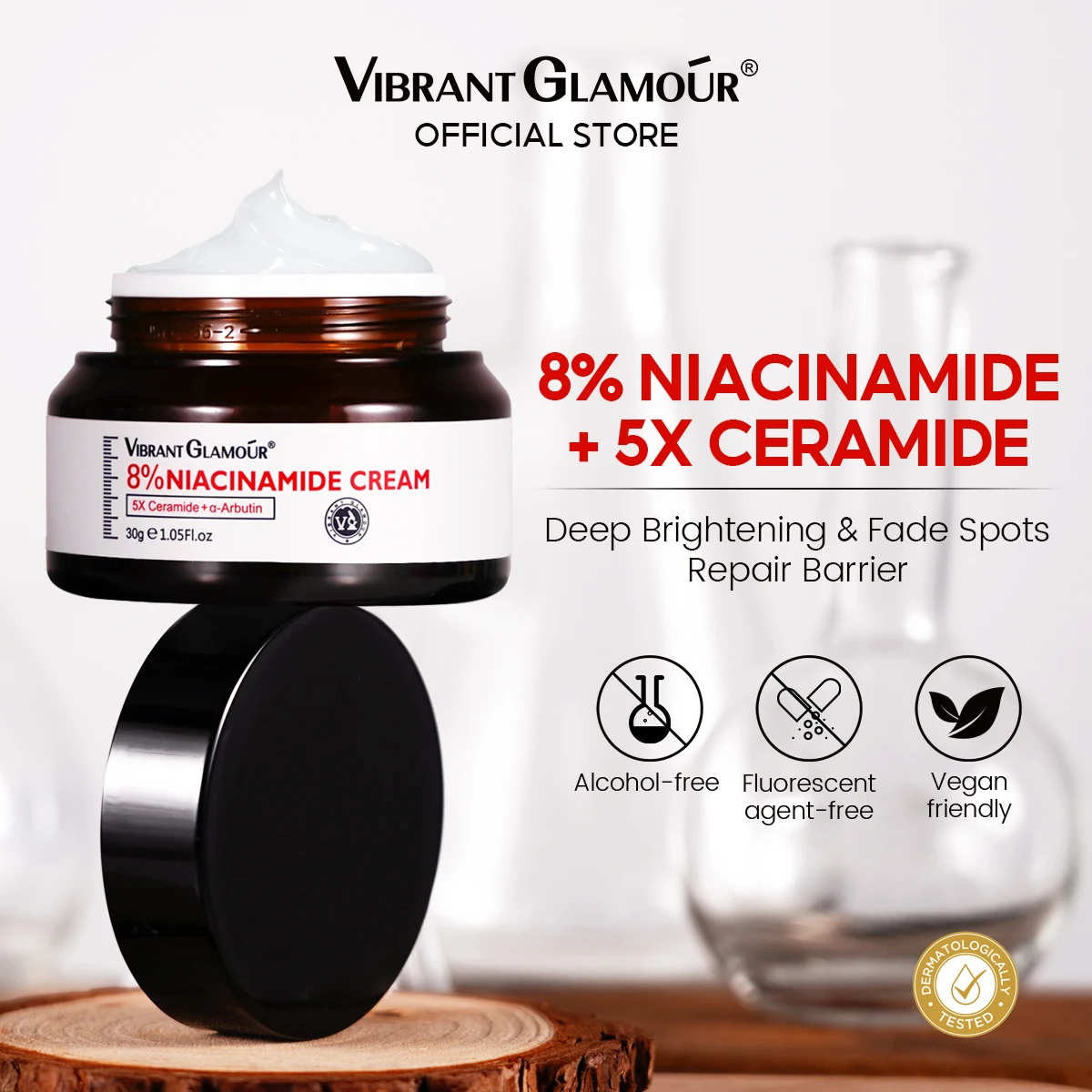 VIBRANT GLAMOUR  Niacinamide Whitening Cream 5X Ceramide SkinBarrier Repair Face Moisturiser Brightening Day Cream