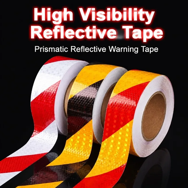 Yellow Black Reflective Tape Red White Diagonal Stripe Warning Strip Micro Prismatic Reflective Sheeting Self-Adhesive Safety