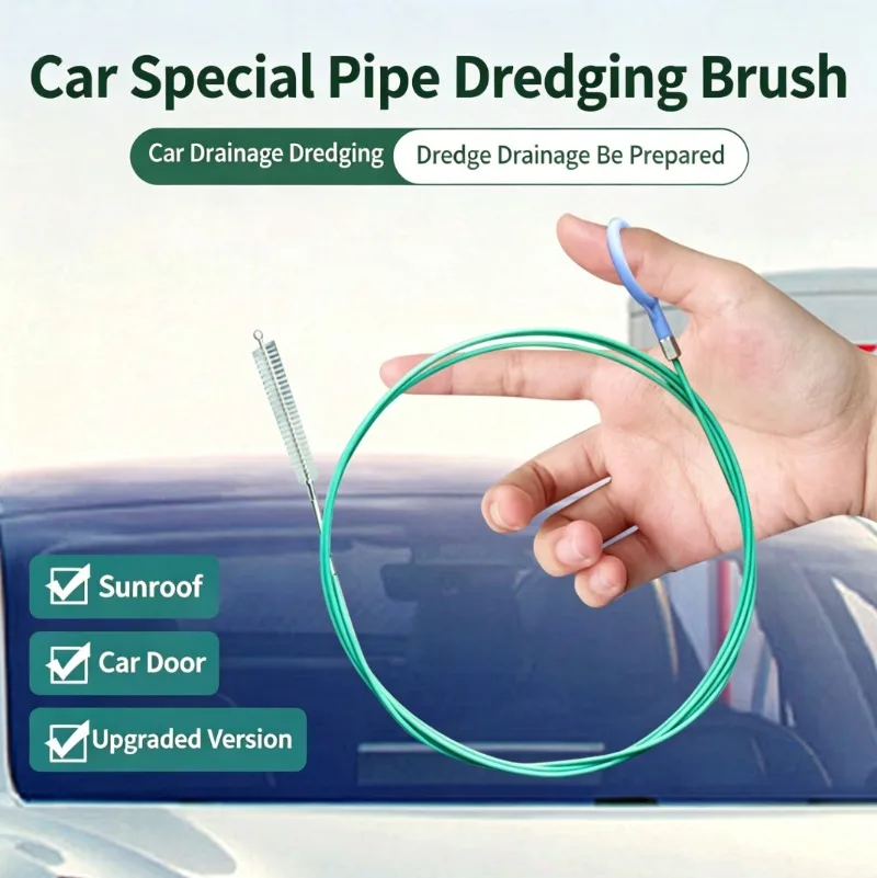

Car Sunroof Drain Hole Cleaning Brush, Universal Dredge Tool for Sunroof Drainage Pipe, Anti-collision Rubber Seal Strip