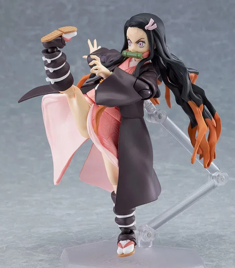 Anime Demon Slayer Nezuko postura de combate figura de acción piezas reemplazables modelo de PVC decoración de escritorio muñeca juguete recoger regalos