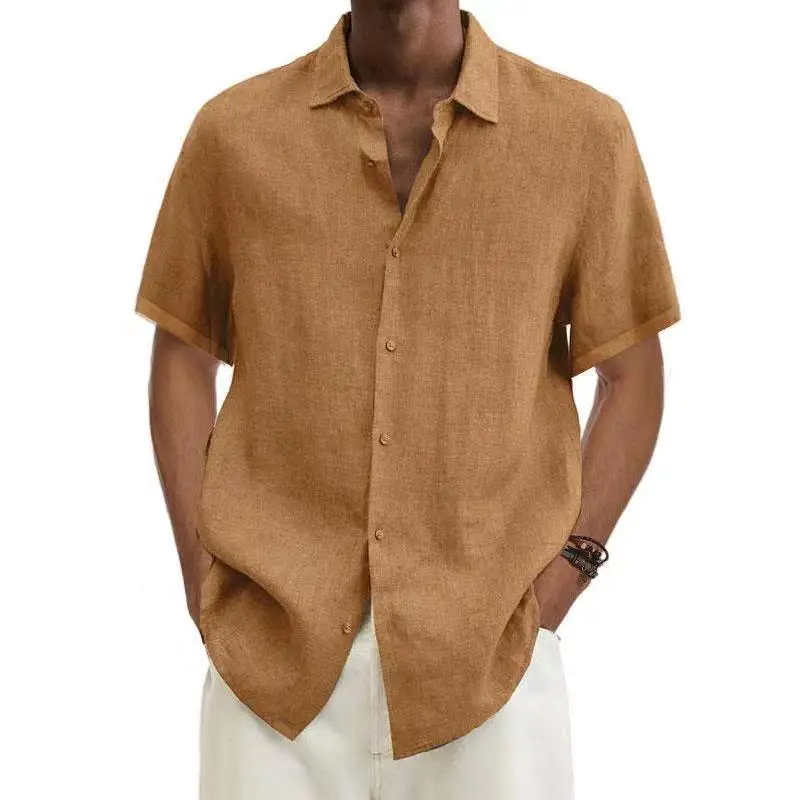 

plus Size Men's Linen irt Summer Clothes Casual Tops Loose Fit Sun Protection Treaent Cotton Blend Ice Sensation ort Sl...