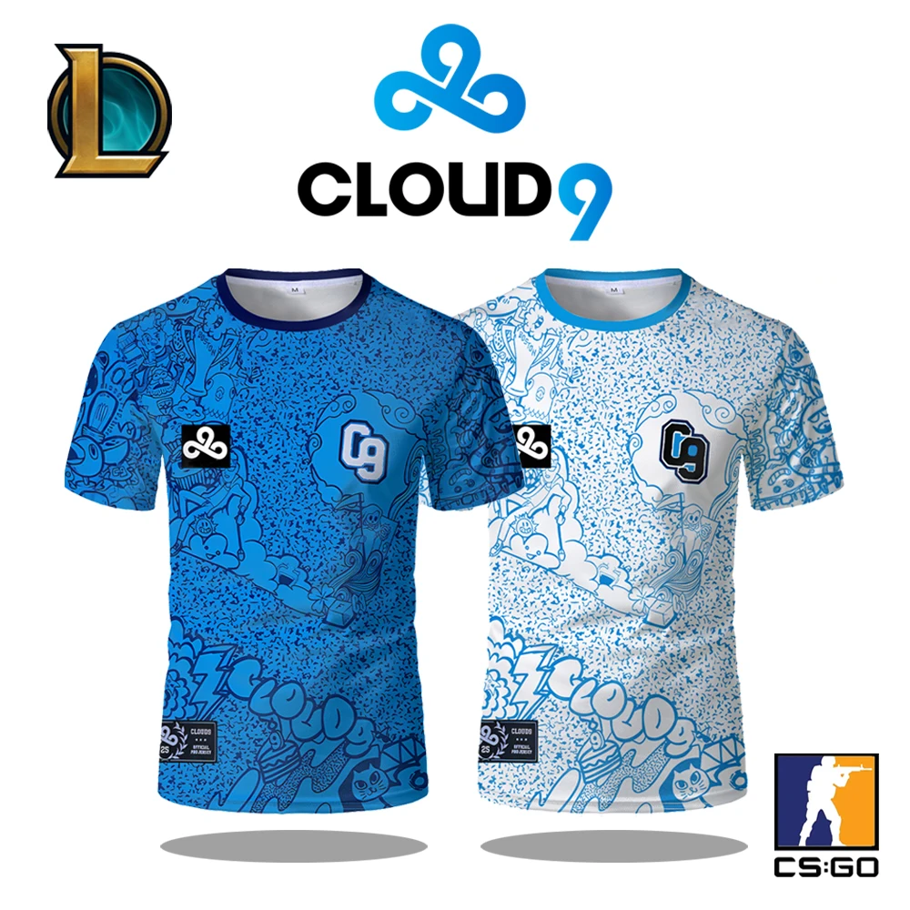 2025 Esports Club Cloud9 Jersey C9 T-shirt League Of Legends CSGO Game Training Uniform Men's And Women's Sports Breathable Tops