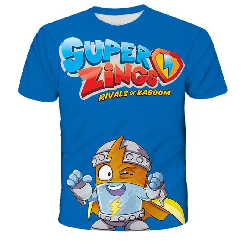 1-14 Y Cartoon Print Super Zings T Shirts Summer Boys Girls Short Sleeves T-Shirts Clothing 3D Printing Fashion Casual Costumes