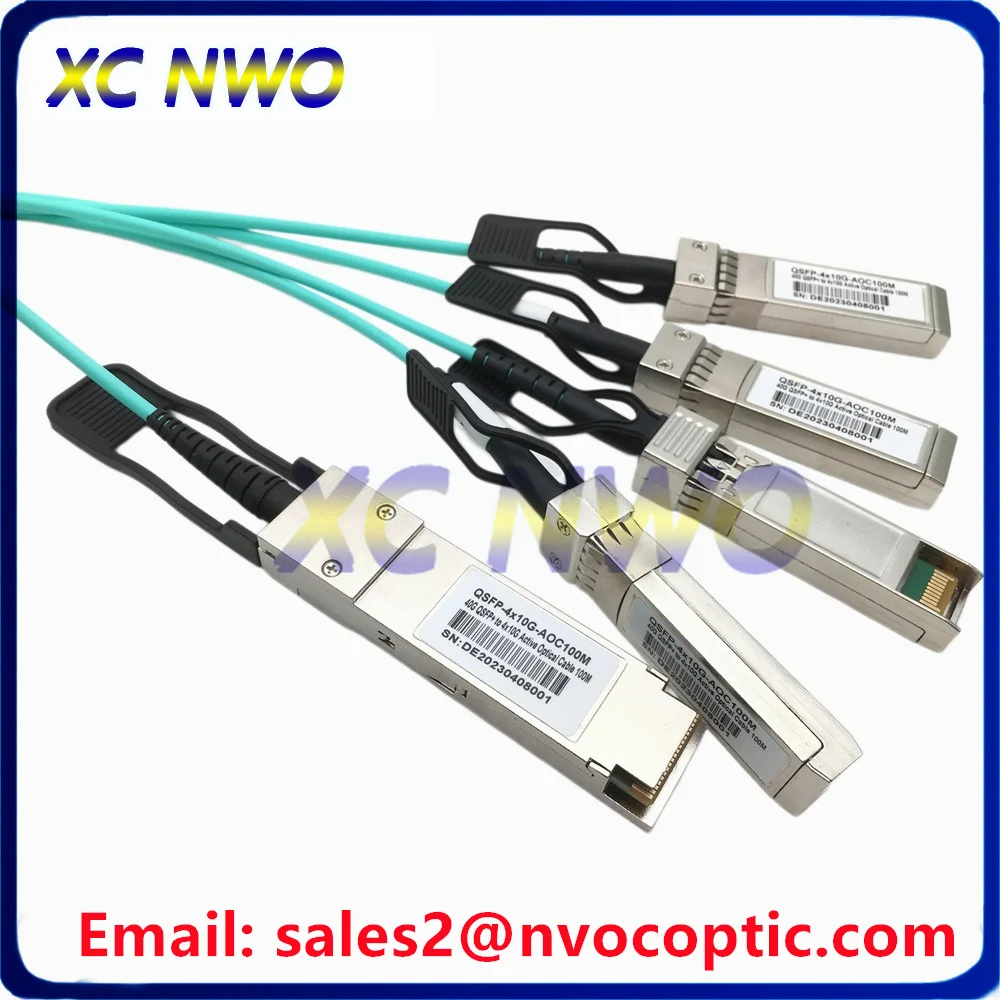 40G QSFP to 4x10GSFP+ AOC Cable, 40Gbps-4*10G SFP Aqua OM3 100M Active Optical Cable Compatible with Cisco Code