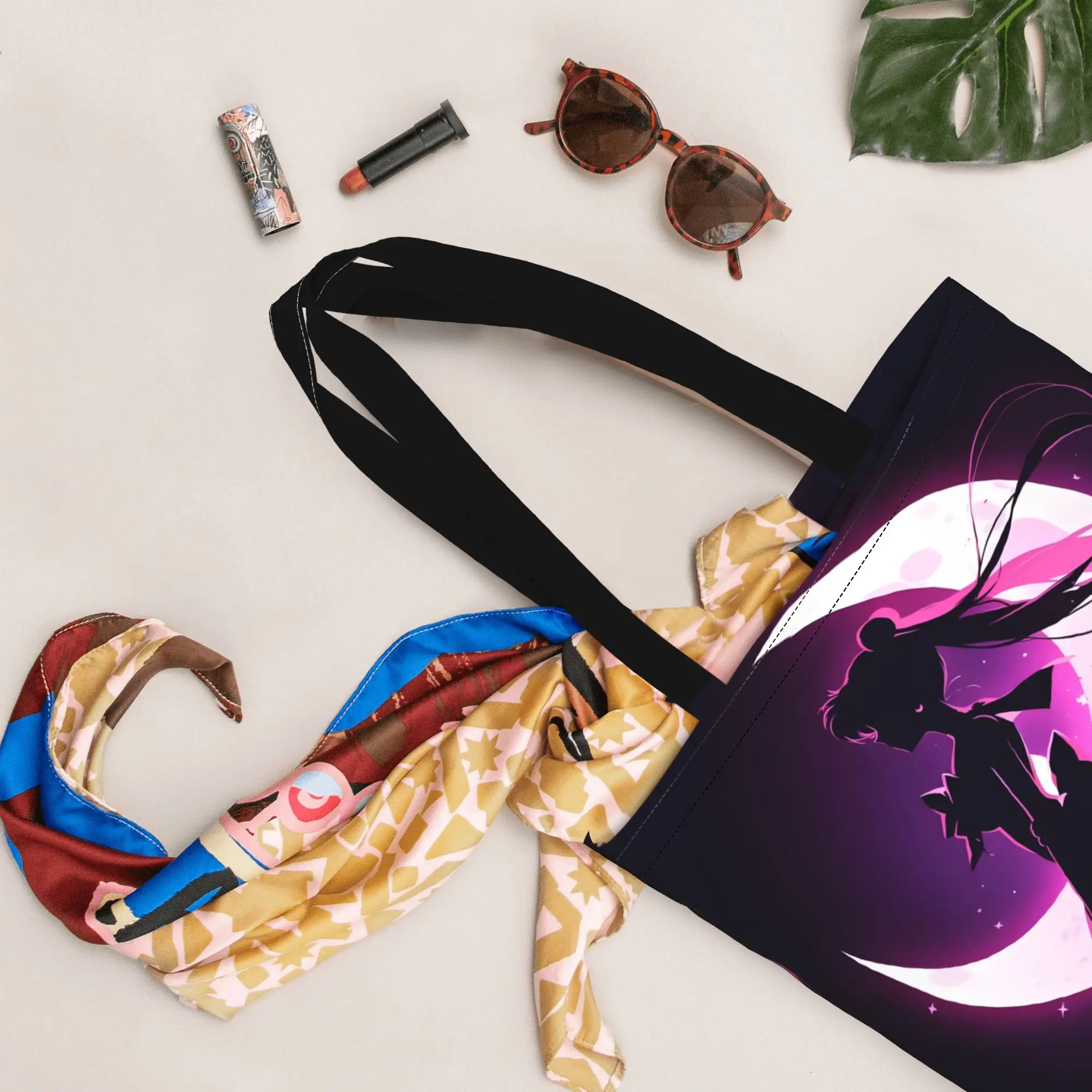 1PC Crescent Moon Usagi Canvas Tote Bag Sailor Moon Canvas Tote Bag Perfect for Shopping Grocery Travel & Outdoor - view 3