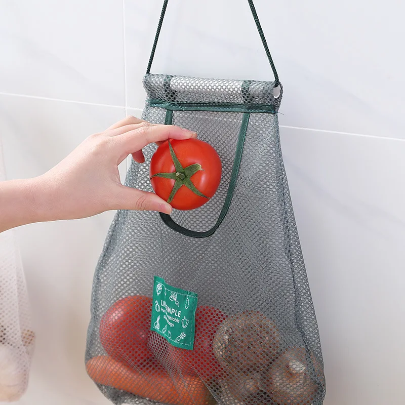 Reusable Storage Bags Kitchen Hanging Mesh Bag Home Fruit And Vegetable Storage Net Bag For Ginger Garlic Potatoes Onions