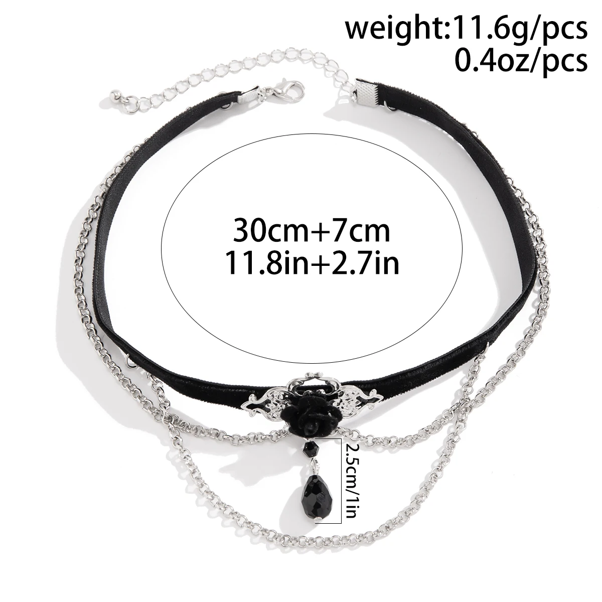 PuRui Punk Black Cotton Rope Choker for Women Link Chain Tassel Crystal Beads Charm Necklace Gothic Jewelry 2024 New Party Girls