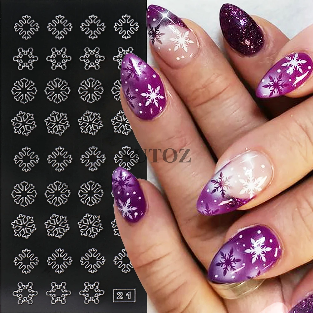 Airbrush Stencil For Nails Winter Snowflake Snow Tree Christmas Decors Hollow Nail Stickers Airbrush French Manicure Tips GLPHT