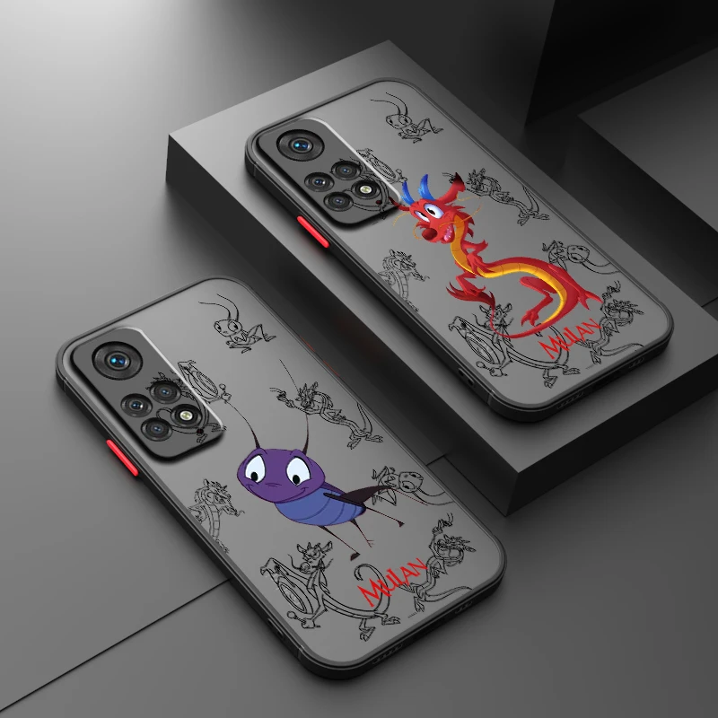

Art Disney Mulan Cool Frosted Translucent For Redmi Note 13 12 12S 12T 11 11T 11E 10 10S 9 Pro Plus 5G Funda Phone Case