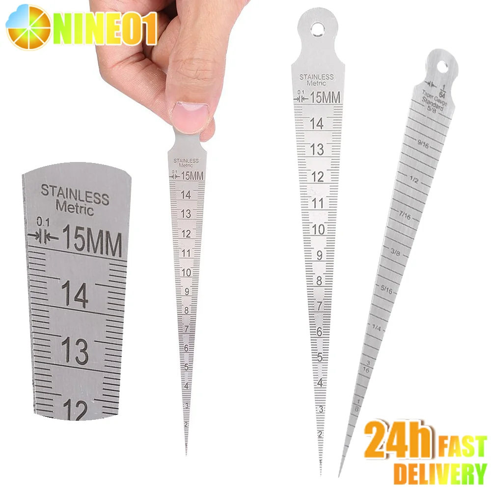 15mm Wedge Feeler Gap Hole Taper Gauge Stainless Steel Ruler Welding Inspection Taper Gauge Metric Gauges Imperial Measure Tool