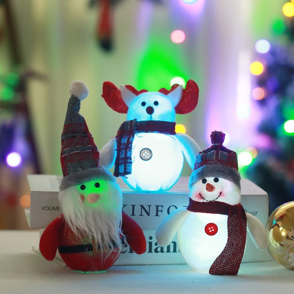 

Non-woven Fabric Christmas Luminous Decoration Santa Claus Snowman Deer Luminous Faceless Doll Christmas Tree Pendant Home Decor