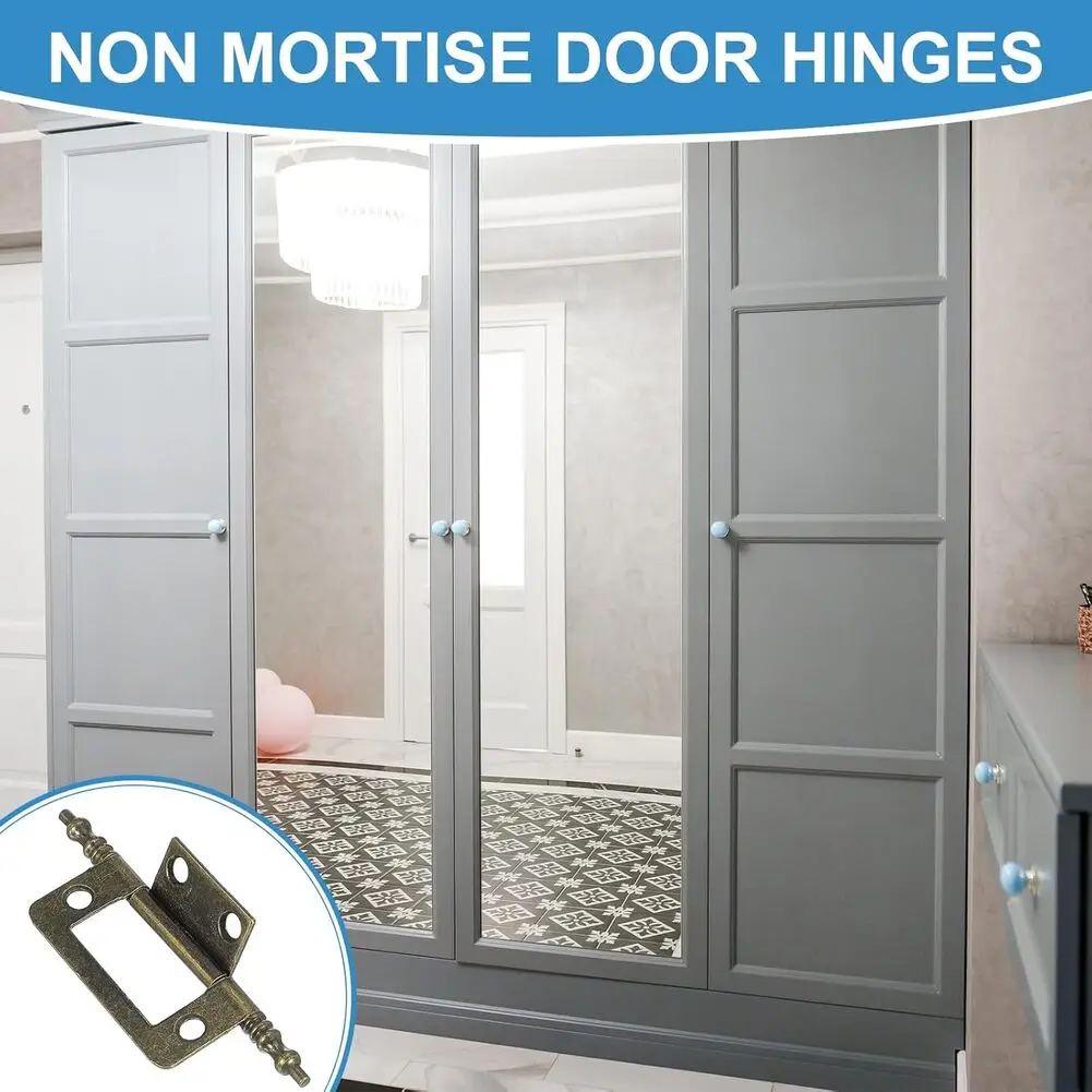 Flush Hinges 2 Inch 10 Piece Set for Interior Doors For Cabinets Wardrobes Made from Heavy Duty Cold Rolled Steel