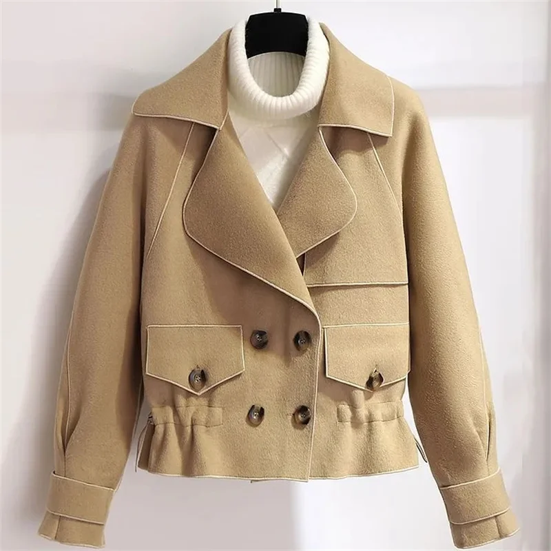 

Female Suit Collar Slim Short Woolen Jacket Women's Spring High-end Feeling Small Guy 2023 Korean New Popular Hot Coat This Year