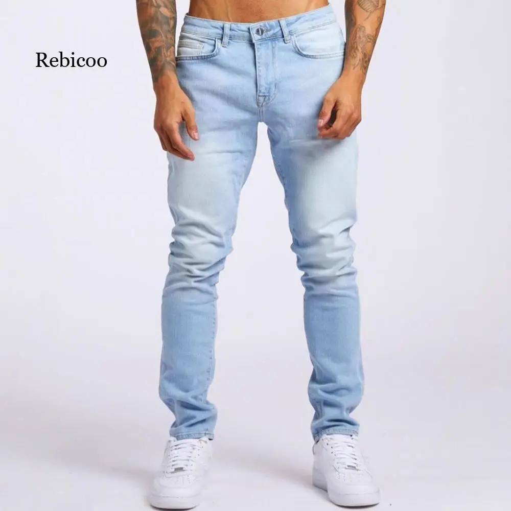 

2025 European and American New Men's Jeans Ins Trendy Slim Fit Denim Pants