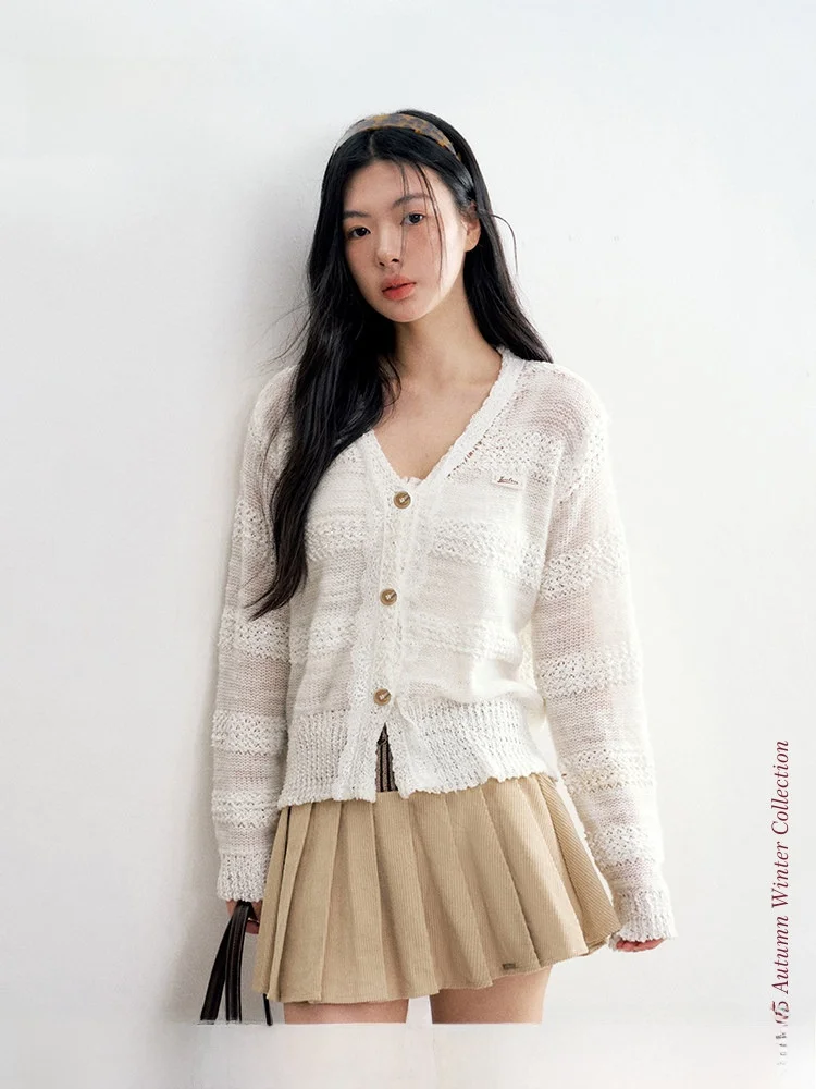 

Женский вязаный кардиган-топ Zhaojinmai Liilou Athflow с V-образным вырезом, длинными рукавами и текстурой, из полиэфирного волокна Ciwalk