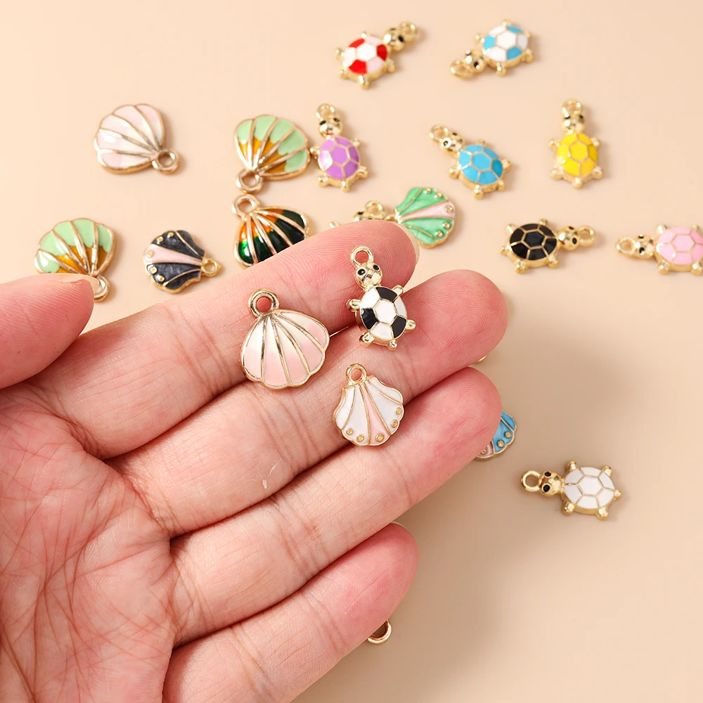 20 Stück niedliche, bunte Emaille-Tieranhänger in Form von Schildkrötenpanzer für die Herstellung von Anhängern, Halsketten, Ohrringen, DIY-Bastelarbeiten und Schmuckzubehör. – Detail 2